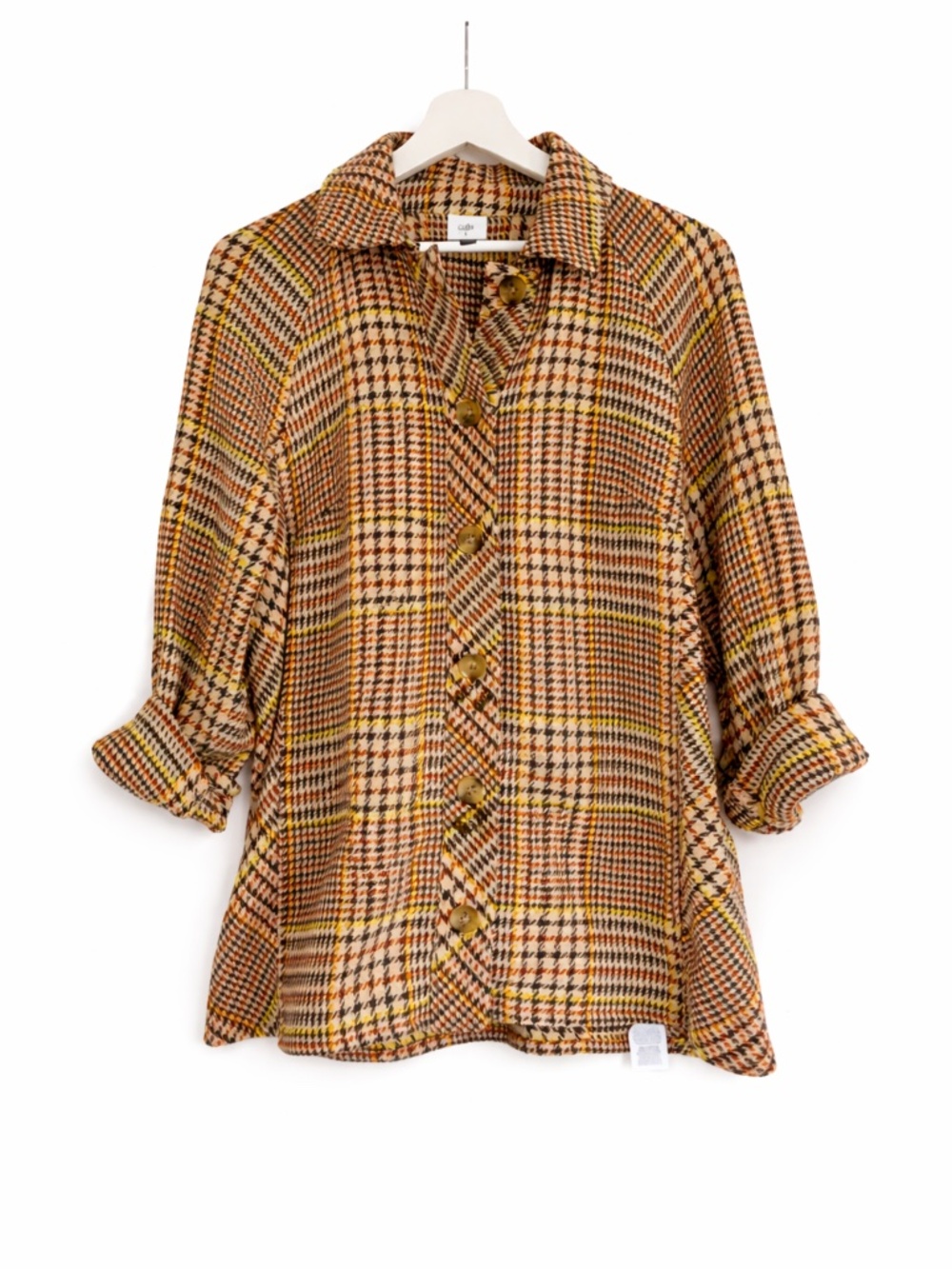 CAbi Yorkshire Shacket Tan Houndstooth Cotton - Jacket- Women's Small